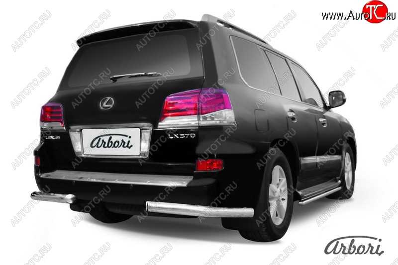 18 269 р. Защита заднего бампера Arbori (нержавейка, 1 труба d76 mm).  Lexus LX570  J200 (2012-2015) 1-ый рестайлинг  с доставкой в г. Воронеж