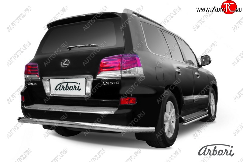23 489 р. Защита заднего бампера Arbori (нержавейка, 1 труба d76 mm).  Lexus LX570  J200 (2012-2015) 1-ый рестайлинг  с доставкой в г. Воронеж