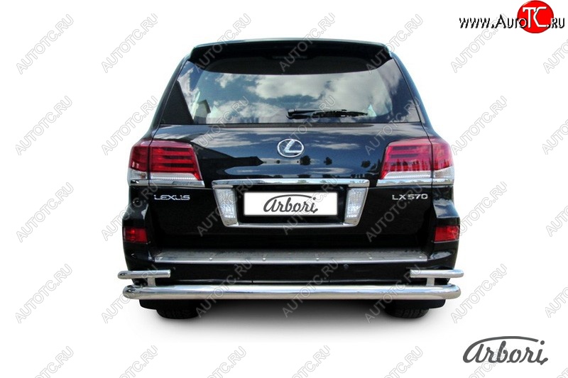 25 289 р. Защита заднего бампера Arbori (нержавейка, 2 трубы d76 и 42 mm).  Lexus LX570  J200 (2012-2015) 1-ый рестайлинг  с доставкой в г. Воронеж