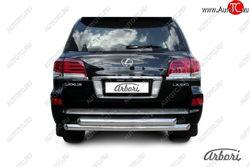 25 289 р. Защита заднего бампера Arbori (нержавейка, 2 трубы d76 mm).  Lexus LX570  J200 (2012-2015) 1-ый рестайлинг  с доставкой в г. Воронеж