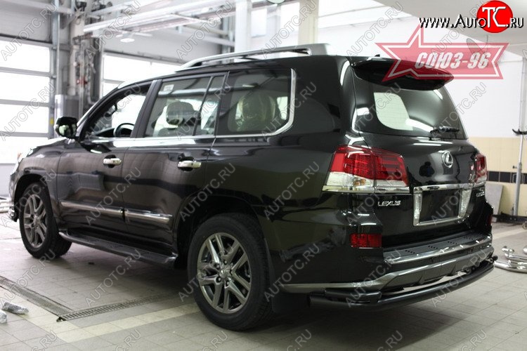 25 559 р. Двойная заднего бампера Sport Souz-96 Black (d76/42)  Lexus LX570  J200 (2012-2015) 1-ый рестайлинг  с доставкой в г. Воронеж
