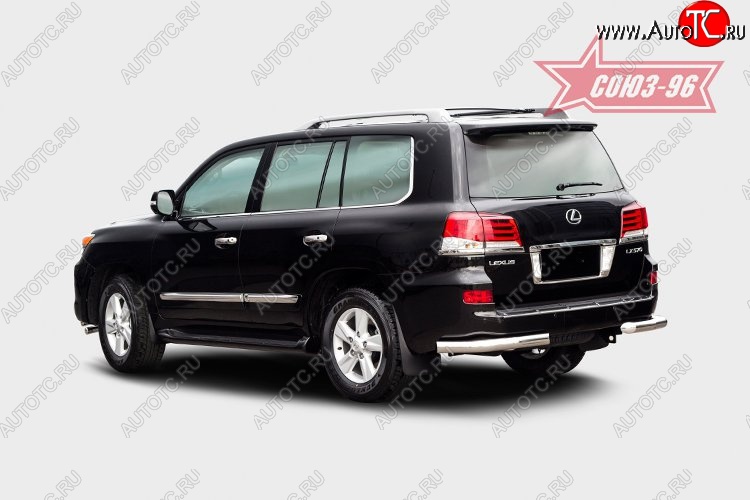 6 349 р. Защита заднего бампера из боковых уголков (d76) Souz-96 Lexus LX570 J200 1-ый рестайлинг (2012-2015)  с доставкой в г. Воронеж