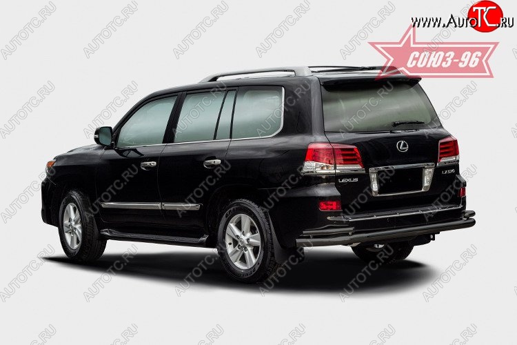 25 649 р. Двойная защита заднего бампера d76/42 чёрного цвета Souz-96  Lexus LX570  J200 (2012-2015) 1-ый рестайлинг  с доставкой в г. Воронеж