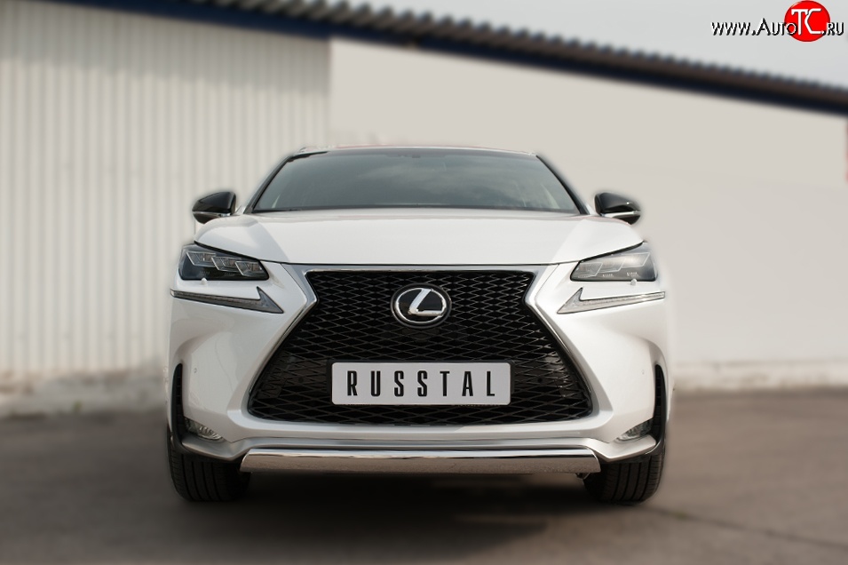 17 299 р. Защита переднего бампера (Ø75х42 мм, нержавейка, F-SPORT) Russtal Lexus NX200T Z10 (2014-2017)  с доставкой в г. Воронеж