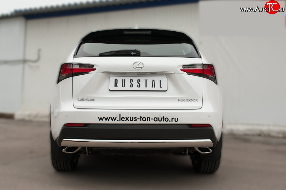 11 599 р. Защита заднего бампера (Ø75x42 мм, нержавейка, F-Sport) Russtal Lexus NX200T Z10 (2014-2017)  с доставкой в г. Воронеж