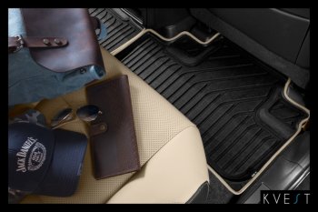 5 999 р. Коврик в салони премиум-класса Kvest (бежевый/серый) Lexus NX200T Z10 (2014-2017)  с доставкой в г. Воронеж. Увеличить фотографию 3