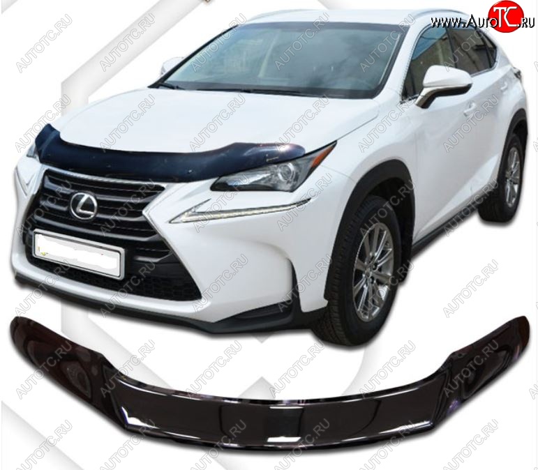 2 199 р. Дефлектор капота CA-Plastic exclusive Lexus NX300h Z10 дорестайлинг (2014-2017) (Classic черный, Без надписи)  с доставкой в г. Воронеж