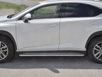 24 649 р. Порожки для ног (труба Ø42) SLITKOFF  Lexus NX300h  Z10 (2014-2017) дорестайлинг (лист алюм, проф. нерж)  с доставкой в г. Воронеж. Увеличить фотографию 2