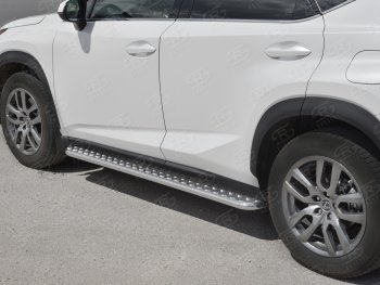 24 649 р. Порожки для ног (труба Ø42) SLITKOFF  Lexus NX300h  Z10 (2014-2017) дорестайлинг (лист алюм, проф. нерж)  с доставкой в г. Воронеж. Увеличить фотографию 3