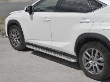 24 649 р. Порожки для ног (труба Ø42) SLITKOFF  Lexus NX300h  Z10 (2014-2017) дорестайлинг (лист алюм, проф. нерж)  с доставкой в г. Воронеж. Увеличить фотографию 4