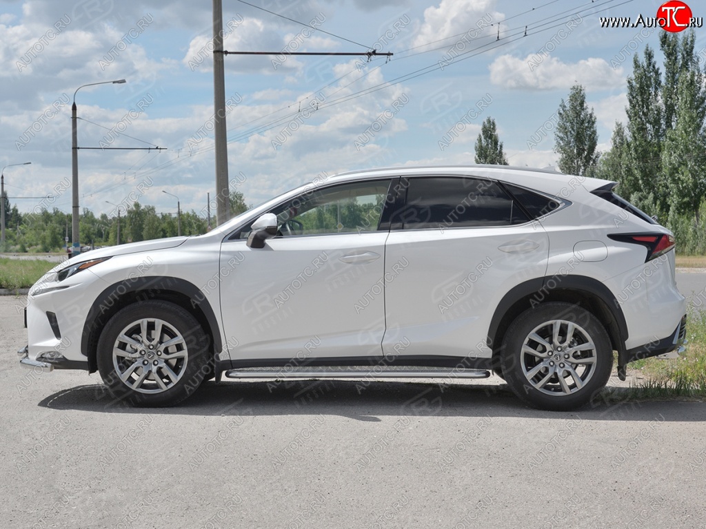 24 649 р. Порожки для ног (труба Ø42) SLITKOFF  Lexus NX300h  Z10 (2014-2017) дорестайлинг (лист алюм, проф. нерж)  с доставкой в г. Воронеж