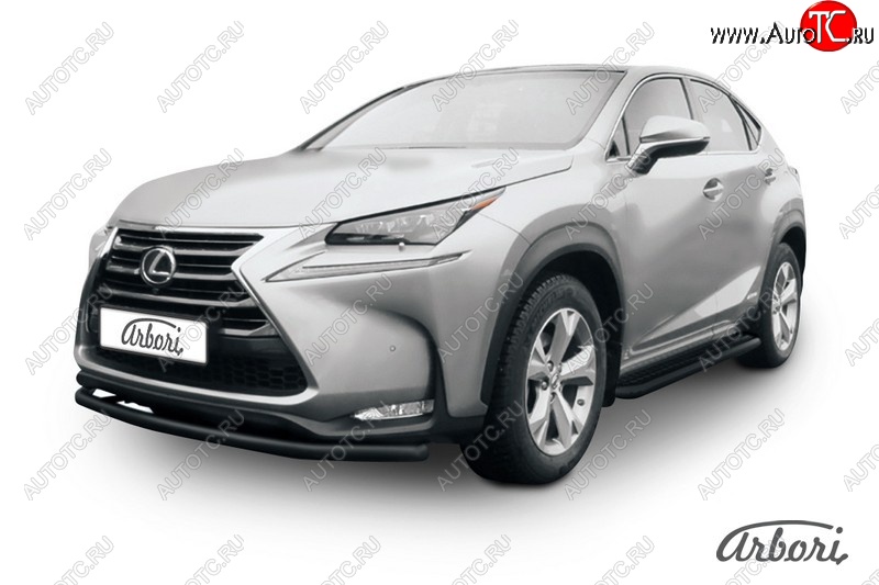 7 019 р. Защита переднего бампера Arbori (радиусная, черная, 1 труба d57 mm). Lexus NX300h Z10 дорестайлинг (2014-2017)  с доставкой в г. Воронеж