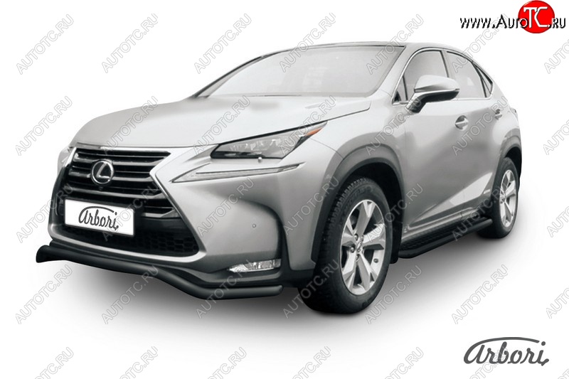 7 559 р. Защита переднего бампера Arbori (волна, черная, 1 труба d57 mm). Lexus NX300h Z10 дорестайлинг (2014-2017)  с доставкой в г. Воронеж