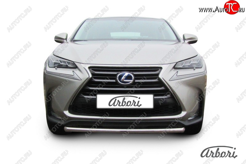 8 549 р. Защита переднего бампера Arbori (короткая, нержавейка, 1 труба d57 mm). Lexus NX300h Z10 дорестайлинг (2014-2017)  с доставкой в г. Воронеж