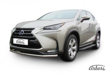 13 319 р. Защита переднего бампера Arbori (радиусная, нержавейка, 1 труба d57 mm). Lexus NX300h Z10 дорестайлинг (2014-2017)  с доставкой в г. Воронеж. Увеличить фотографию 2