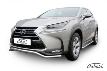 14 363 р. Защита переднего бампера Arbori (волна, нержавейка, 1 труба d57 mm). Lexus NX300h Z10 дорестайлинг (2014-2017)  с доставкой в г. Воронеж. Увеличить фотографию 2