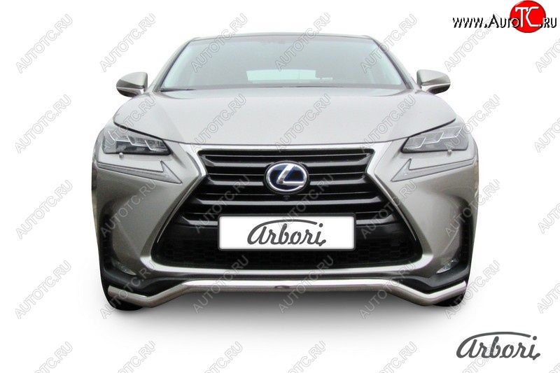 14 363 р. Защита переднего бампера Arbori (волна, нержавейка, 1 труба d57 mm). Lexus NX300h Z10 дорестайлинг (2014-2017)  с доставкой в г. Воронеж