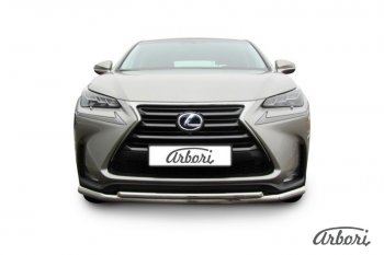 15 029 р. Защита переднего бампера Arbori (нержавейка, 2 трубы d57 и 42 mm) Lexus NX300h Z10 дорестайлинг (2014-2017)  с доставкой в г. Воронеж. Увеличить фотографию 2