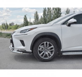 20 549 р. Защита переднего бампера (2 трубы Ø63 и 42 мм, нержавейка) SLITKOFF  Lexus NX300h  Z10 (2014-2017) дорестайлинг  с доставкой в г. Воронеж. Увеличить фотографию 2