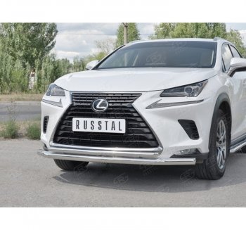 20 549 р. Защита переднего бампера (2 трубы Ø63 и 42 мм, нержавейка) SLITKOFF  Lexus NX300h  Z10 (2014-2017) дорестайлинг  с доставкой в г. Воронеж. Увеличить фотографию 3