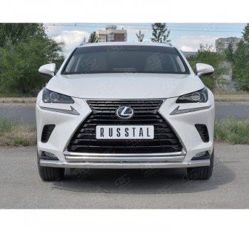 20 549 р. Защита переднего бампера (2 трубы Ø63 и 42 мм, нержавейка) SLITKOFF  Lexus NX300h  Z10 (2014-2017) дорестайлинг  с доставкой в г. Воронеж. Увеличить фотографию 4