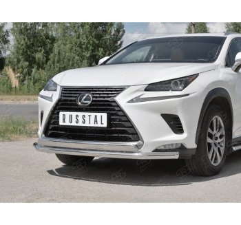 15 799 р. Защита переднего бампера (2 трубы Ø63 и 75х42 мм, нержавейка) Russtal Lexus NX300h Z10 дорестайлинг (2014-2017)  с доставкой в г. Воронеж. Увеличить фотографию 3