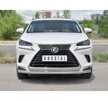 15 799 р. Защита переднего бампера (2 трубы Ø63 и 75х42 мм, нержавейка) Russtal Lexus NX300h Z10 дорестайлинг (2014-2017)  с доставкой в г. Воронеж. Увеличить фотографию 4