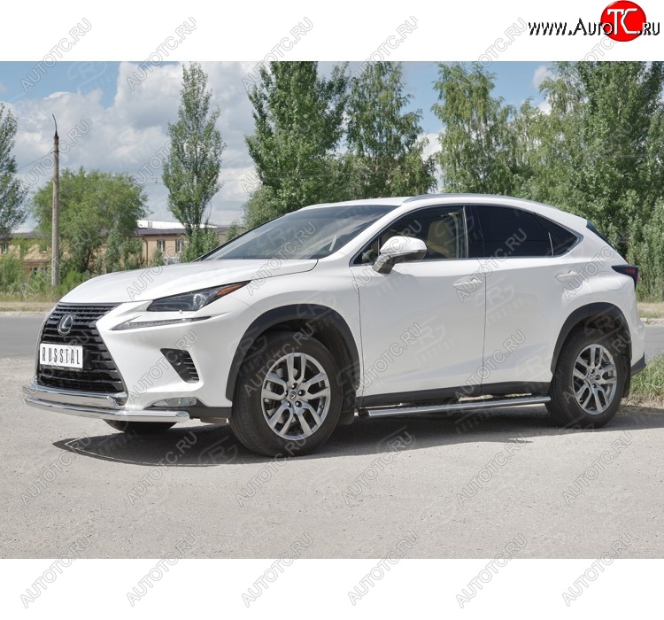 15 799 р. Защита переднего бампера (2 трубы Ø63 и 75х42 мм, нержавейка) Russtal Lexus NX300h Z10 дорестайлинг (2014-2017)  с доставкой в г. Воронеж