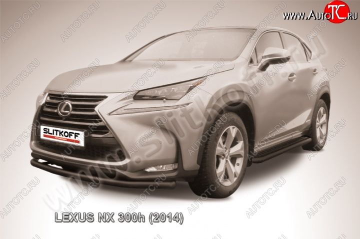 9 449 р. Защита переднего бампера из трубы d57 Slitkoff (радиусная)  Lexus NX300h  Z10 (2014-2017) дорестайлинг (Цвет: серебристый)  с доставкой в г. Воронеж
