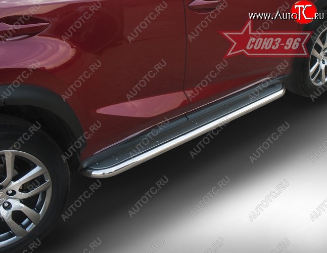 20 249 р. Защита порогов с листом F-Sport Souz-96 (d60). Lexus NX300h Z10 дорестайлинг (2014-2017)  с доставкой в г. Воронеж