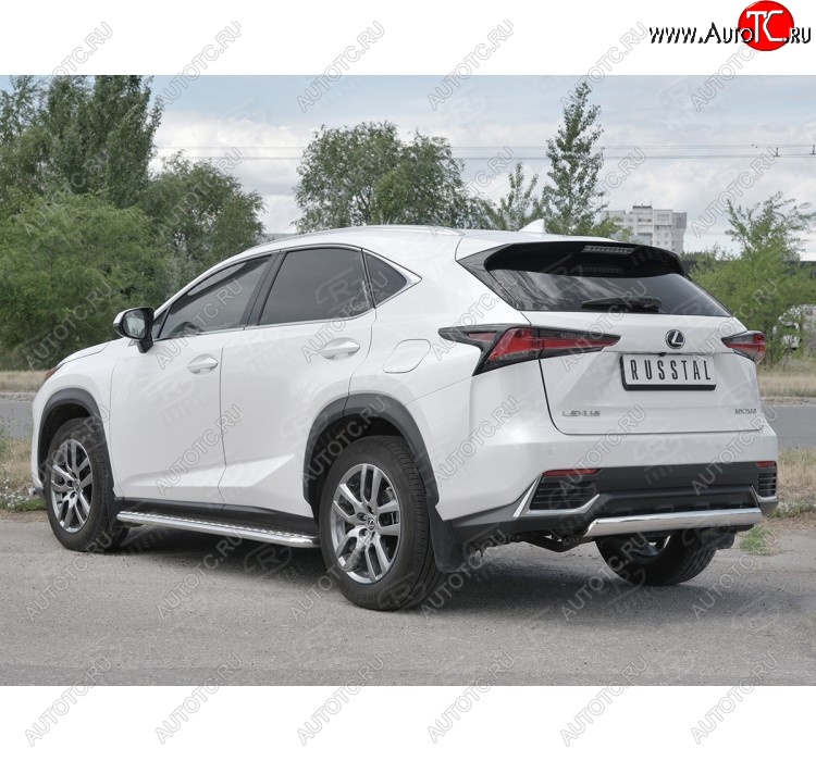 12 999 р. Защита заднего бампера (Ø75х42 мм, нержавейка) Russtal Lexus NX300h Z10 дорестайлинг (2014-2017)  с доставкой в г. Воронеж