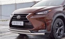 21 349 р. Защита переднего бампера (2 трубыØ63 и 75х42 мм, нержавейка) Russtal  Lexus NX200  Z10 (2014-2017) дорестайлинг  с доставкой в г. Воронеж. Увеличить фотографию 4