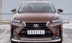 21 349 р. Защита переднего бампера (2 трубыØ63 и 75х42 мм, нержавейка) Russtal Lexus NX200 Z10 дорестайлинг (2014-2017)  с доставкой в г. Воронеж. Увеличить фотографию 1