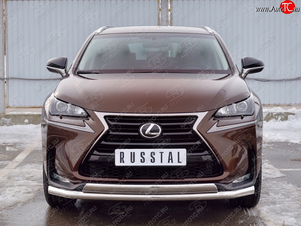 21 349 р. Защита переднего бампера (2 трубыØ63 и 75х42 мм, нержавейка) Russtal  Lexus NX200  Z10 (2014-2017) дорестайлинг  с доставкой в г. Воронеж