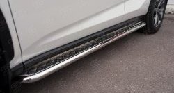 24 649 р. Порожки для ног (Ø42) SLITKOFF Lexus NX200 Z10 дорестайлинг (2014-2017) (лист - алюминий, профиль - нержавейка)  с доставкой в г. Воронеж. Увеличить фотографию 3