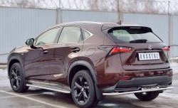 17 599 р. Защита заднего бампера (Ø42 мм с надписью, нержавейка) SLITKOFF Lexus NX200 Z10 дорестайлинг (2014-2017)  с доставкой в г. Воронеж. Увеличить фотографию 2