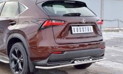 17 599 р. Защита заднего бампера (Ø42 мм с надписью, нержавейка) SLITKOFF  Lexus NX200  Z10 (2014-2017) дорестайлинг  с доставкой в г. Воронеж. Увеличить фотографию 4