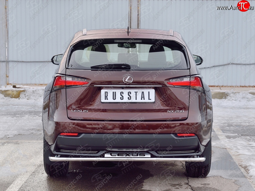 17 599 р. Защита заднего бампера (Ø42 мм с надписью, нержавейка) SLITKOFF Lexus NX200 Z10 дорестайлинг (2014-2017)  с доставкой в г. Воронеж