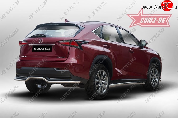 14 084 р. Волнистая защита заднего бампера d42 ( одна выхлопная труба ) Souz-96 Lexus NX200 Z10 дорестайлинг (2014-2017)  с доставкой в г. Воронеж