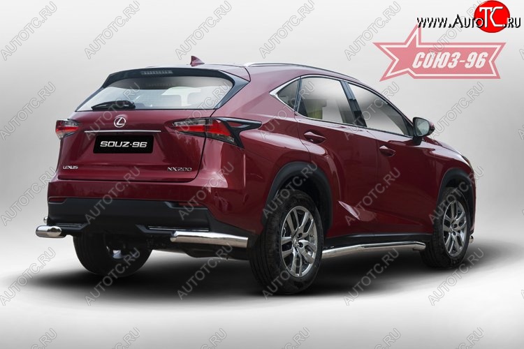 13 679 р. Угловая защита заднего бампера (d60) ( одна выхлопная труба ) Souz-96 Lexus NX200 Z10 дорестайлинг (2014-2017)  с доставкой в г. Воронеж