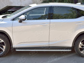 24 649 р. Порожки для ног (кроме комплектации F-Sport) SLITKOFF (Ø42 мм)  Lexus RX350L  AL20 (2017-2022) дорестайлинг, рестайлинг (Лист алюминиевый, труба - нержавейка)  с доставкой в г. Воронеж. Увеличить фотографию 2