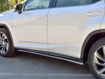 17 299 р. Защита порогов (Ø42 мм, нержавейка, кроме F-Sport) SLITKOFF  Lexus RX350L  AL20 (2017-2022) дорестайлинг, рестайлинг (Металлические торцы под 45°)  с доставкой в г. Воронеж. Увеличить фотографию 2