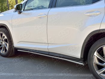 17 299 р. Защита порогов (Ø42 мм, нержавейка, кроме F-Sport) SLITKOFF Lexus RX350L AL20 рестайлинг (2019-2022) (Металлические торцы под 90°)  с доставкой в г. Воронеж. Увеличить фотографию 1