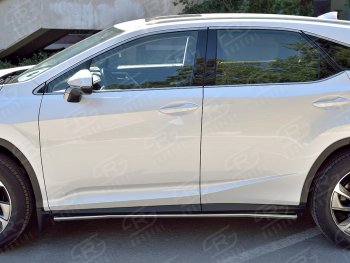 17 299 р. Защита порогов (Ø42 мм, нержавейка, кроме F-Sport) SLITKOFF  Lexus RX350L  AL20 (2017-2022) дорестайлинг, рестайлинг (Металлические торцы под 90°)  с доставкой в г. Воронеж. Увеличить фотографию 2