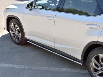 21 749 р. Защита порогов (Ø75x42 мм с проступью, нержавейка, кроме F-Sport) Lexus RX350L AL20 рестайлинг (2019-2022)  с доставкой в г. Воронеж. Увеличить фотографию 1