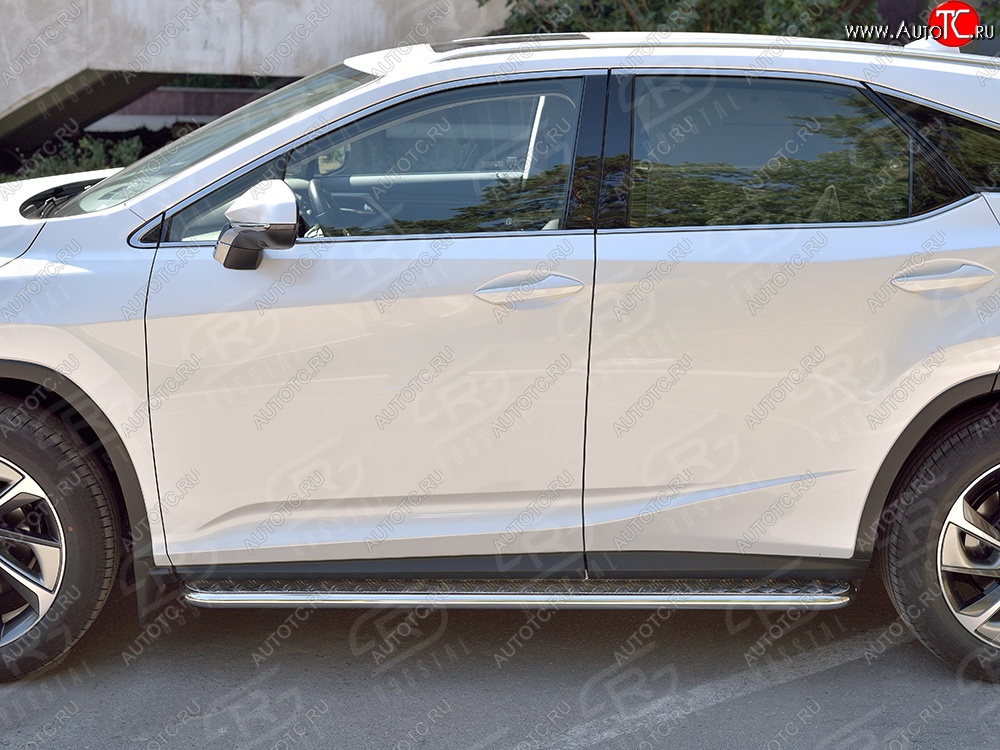 24 649 р. Широкая защита порогов из трубы диаметром 42 мм SLITKOFF  Lexus RX  200T (2015-2017) AL20 дорестайлинг  с доставкой в г. Воронеж