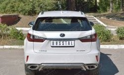 17 999 р. Защита заднего бампера (Ø42 мм волна под машину, нержавейка) SLITKOFF Lexus RX 200T AL20 дорестайлинг (2015-2017)  с доставкой в г. Воронеж. Увеличить фотографию 1