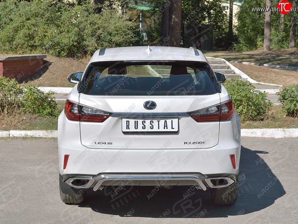 17 999 р. Защита заднего бампера (Ø42 мм волна под машину, нержавейка) SLITKOFF Lexus RX 200T AL20 дорестайлинг (2015-2017)  с доставкой в г. Воронеж