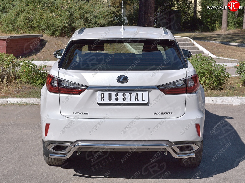 17 399 р. Защита заднего бампера (Ø42 мм волна, нержавейка) SLITKOFF Lexus RX 200T AL20 дорестайлинг (2015-2017)  с доставкой в г. Воронеж