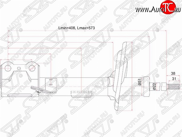 4 649 р. Правый амортизатор передний SAT  Lexus RX270  AL10 - RX450H  AL10  с доставкой в г. Воронеж